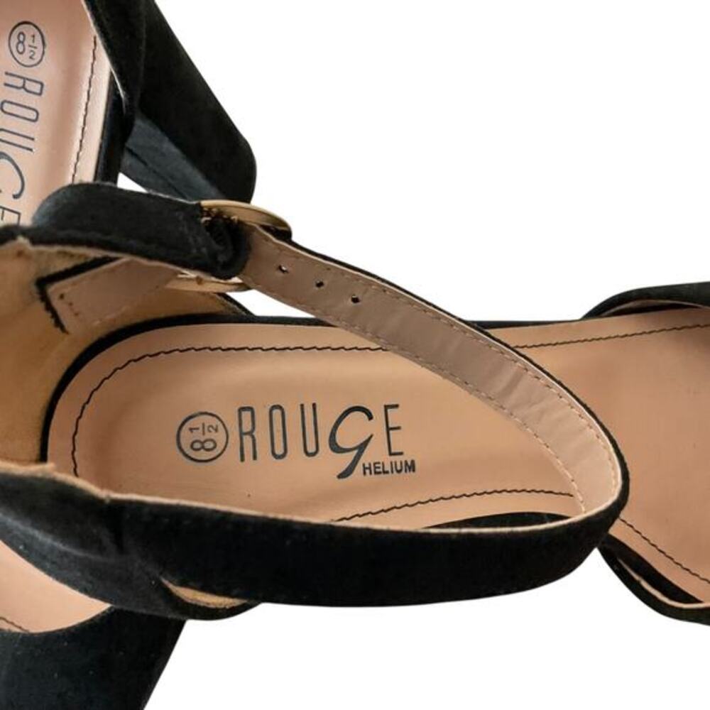 Rouge Helium Shoes Womens‎ Size 8.5 Black Ankle Strap Block Heel Dressy Sandals - Picture 6 of 10